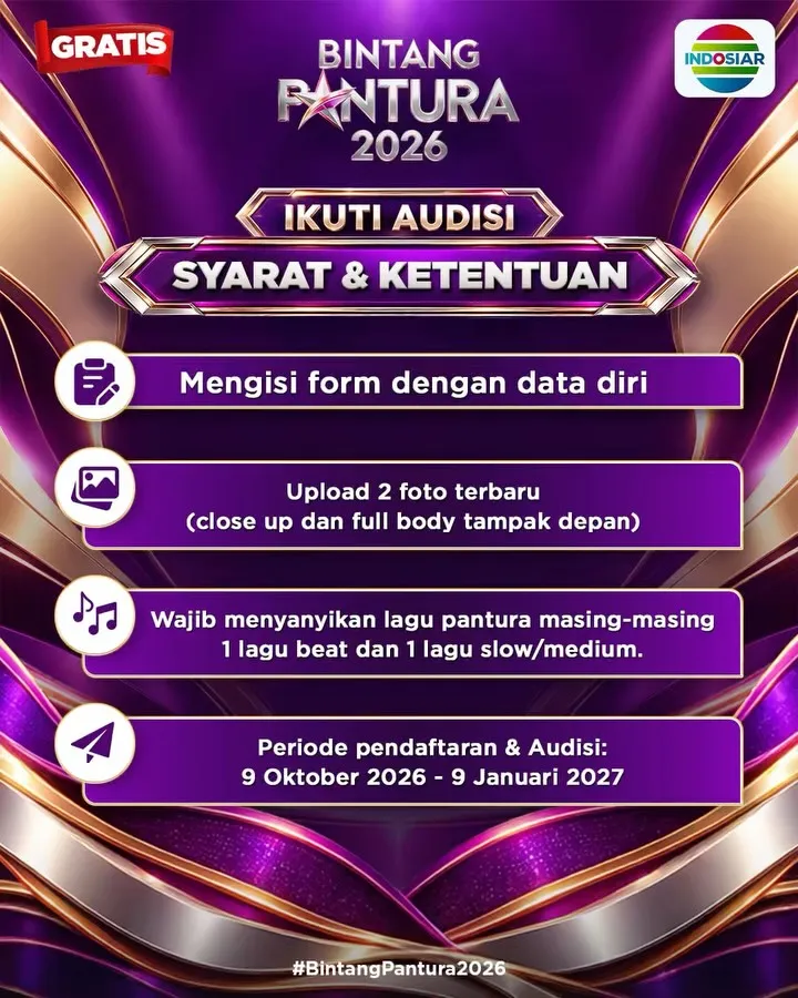 Syarat dan Ketentuan Audisi BINTANG PANTURA 2026 (credit: Indosiar)