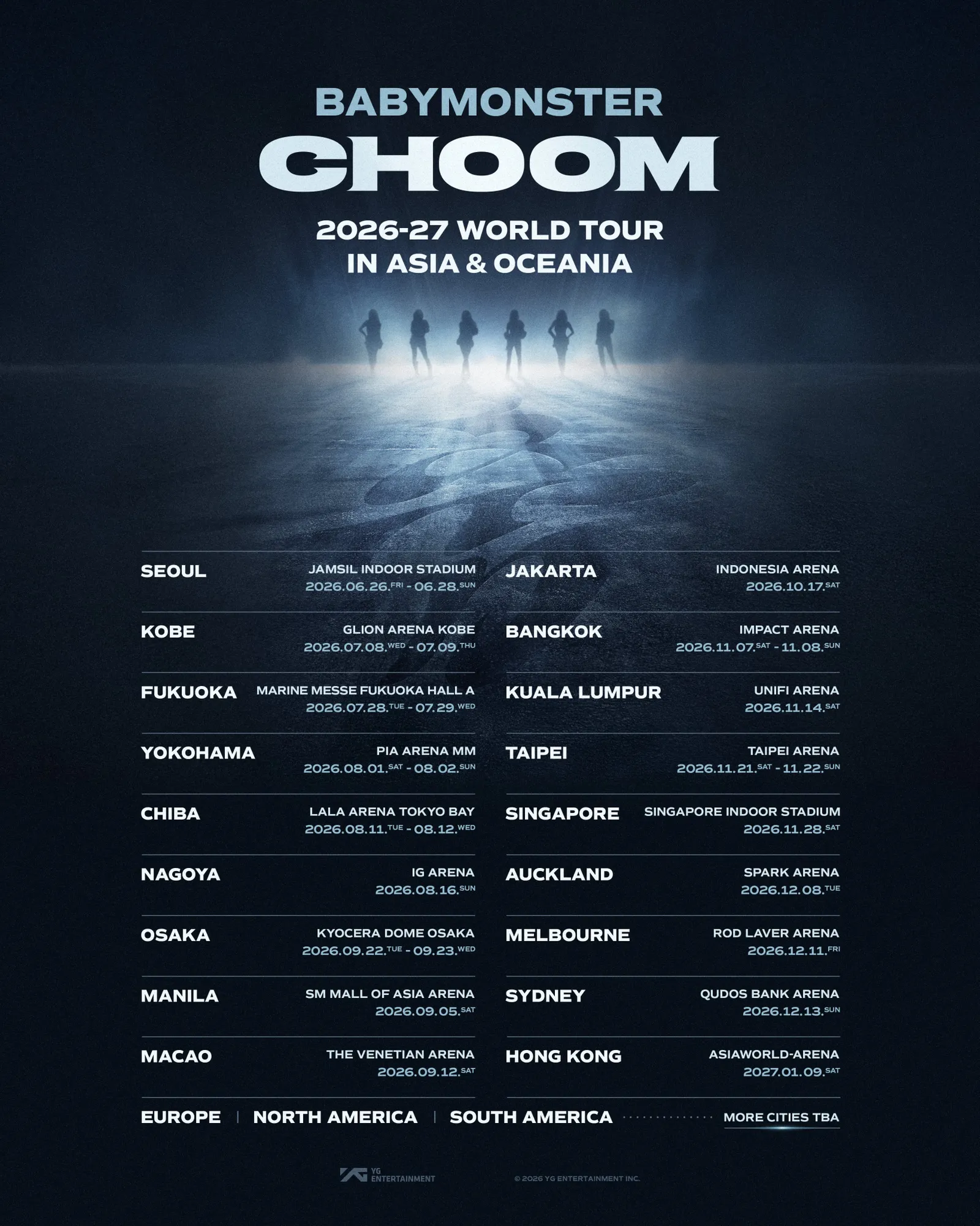 List Kota World Tour CHOOM BABYMONSTER (c) YG Entertainment