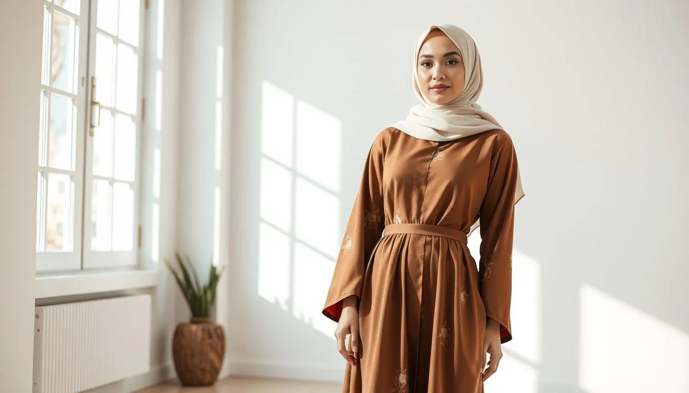 2. Cara Memadukan Baju Lebaran Earth Tone dengan Hijab (c) Ilustrasi AI