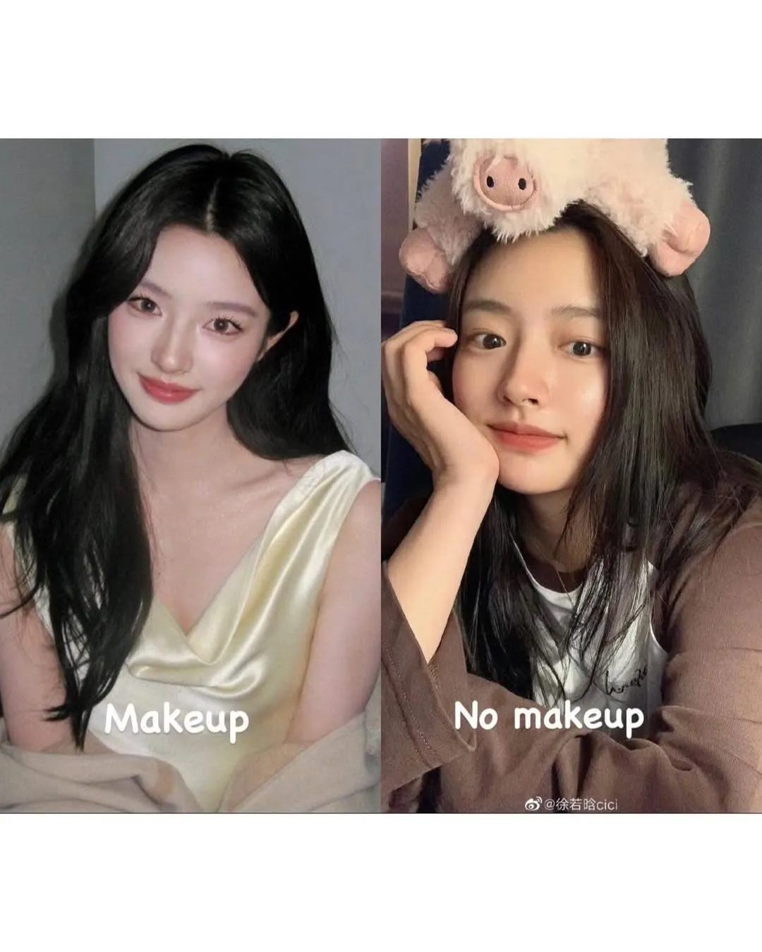Beda penampilanXu Ruo Han pakai makeup dan tidak (instagram.com/dramachina.id)