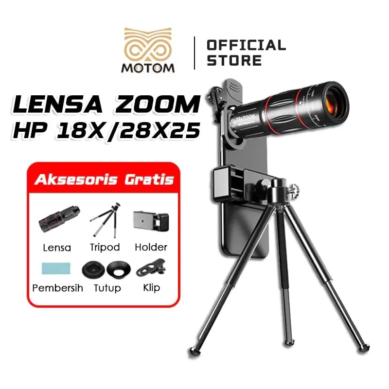MOTOM Lensa Apexel 28x Zoom. (c) Shopee/MOTOM Official Store