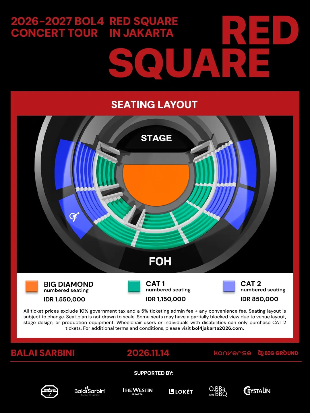 Seat Plan dan Harga Tiket Konser BOL4 Jakarta (instagram.com/bigground.ent)