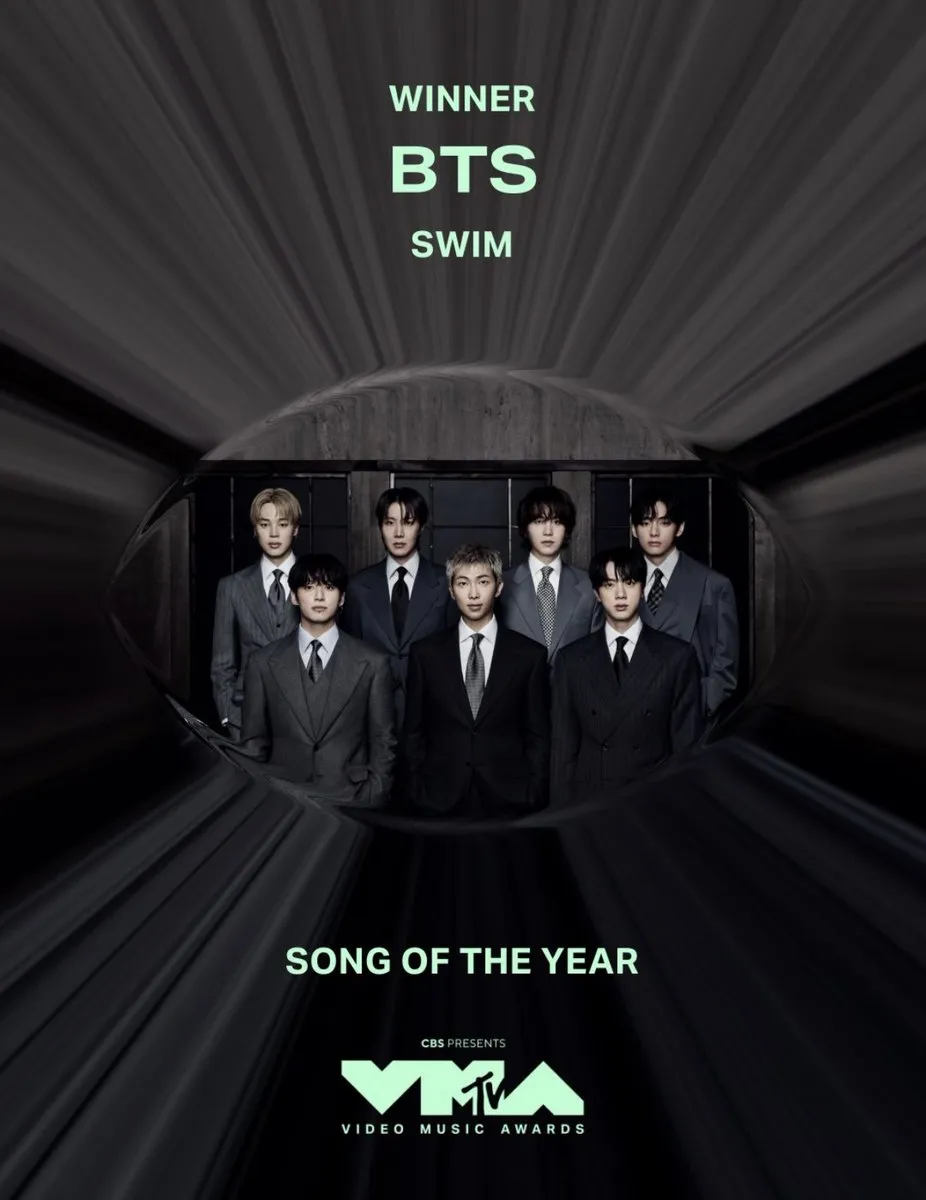 Kategori Song of the Year yang dimenangkan BTS pada MTV VMA 2026. (dok. x.com/@bts_bighit)