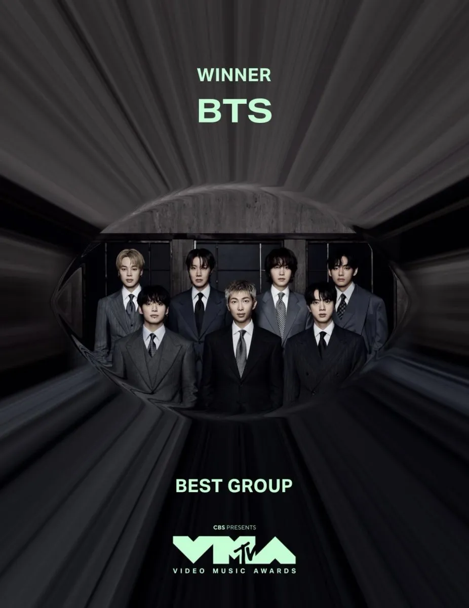 Kategori Best Group yang dimenangkan BTS pada MTV VMA 2026. (dok. x.com/@bts_bighit)
