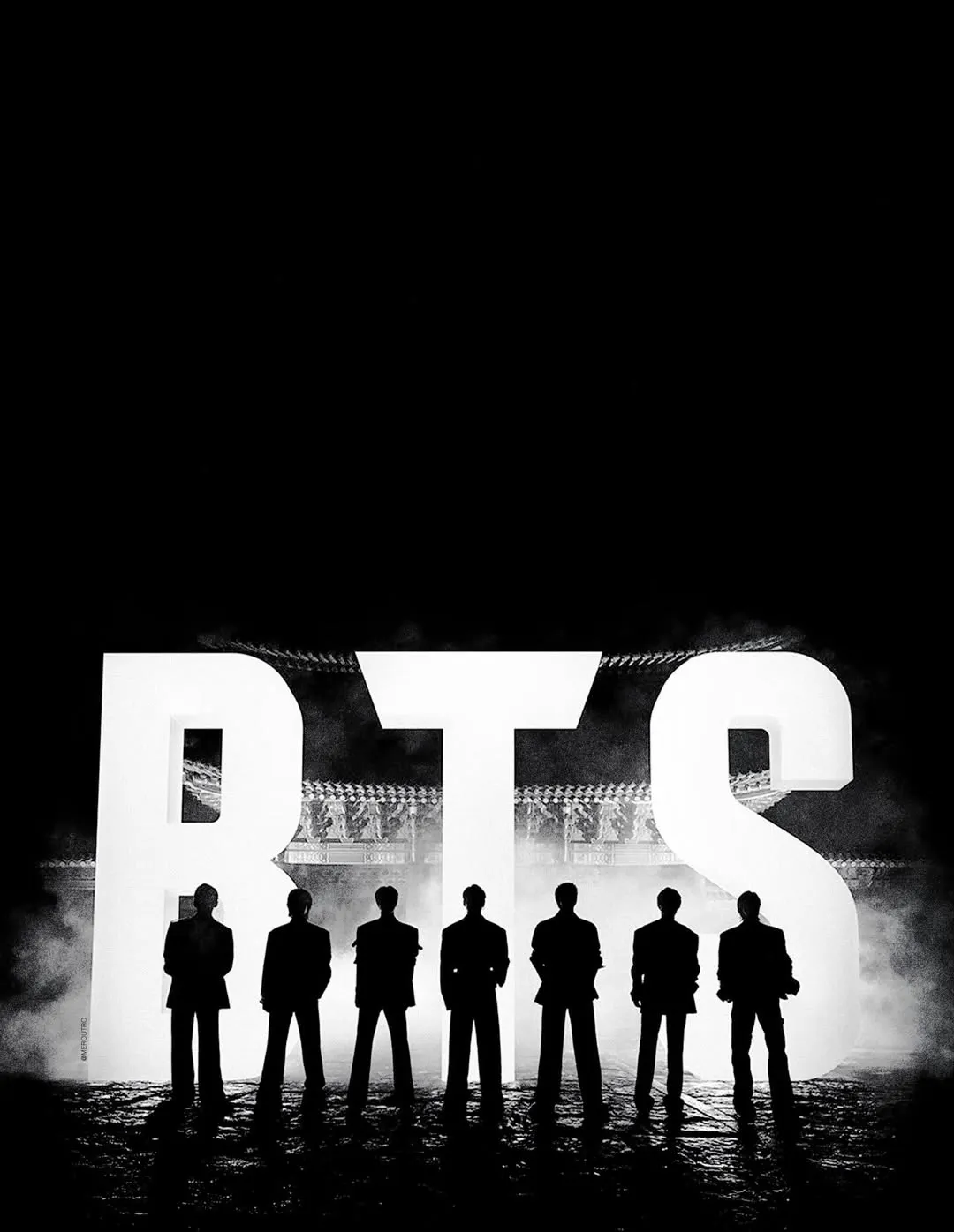 Para para member BTS dengan nuansa hitam putih untuk persiapan BTS The Comeback Live ARIRANG  (credit: Instagram.com/bighit.music/)