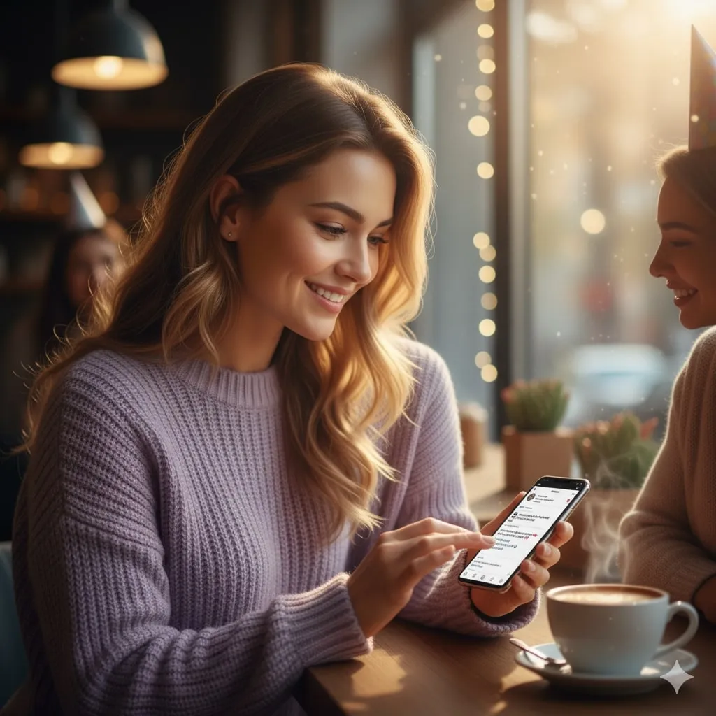 Platform Media Sosial dan Caption Birthday (c) Ilustrasi AI