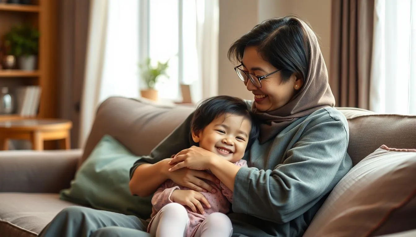 Jenis-jenis Caption Ibu dan Anak Berdasarkan Tema (c) Ilustrasi AI