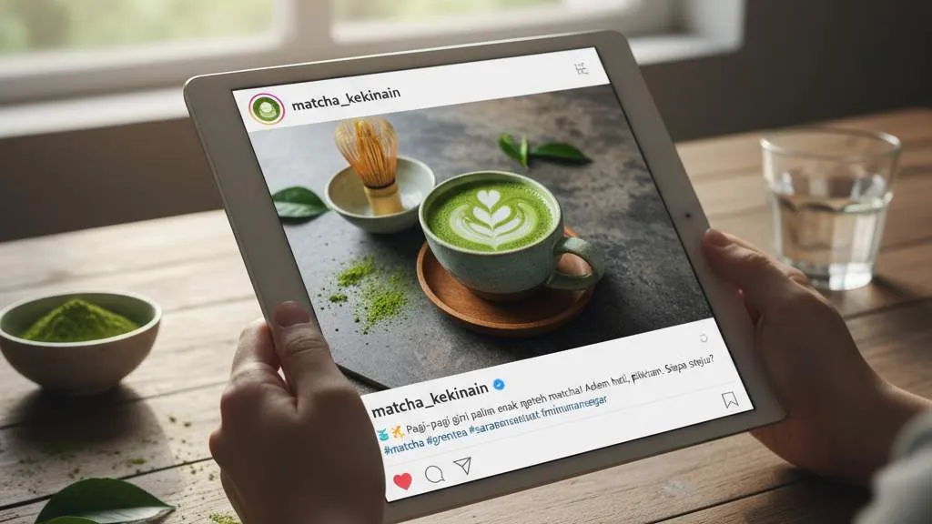 Tips Membuat Caption IG Matcha yang Menarik (c) Ilustrasi AI