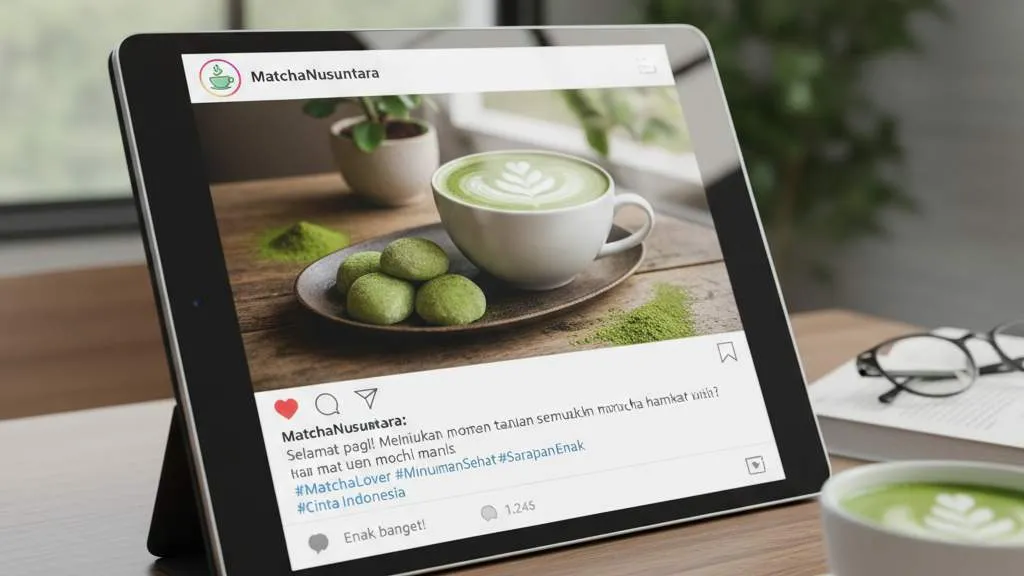 Caption IG Matcha Berdasarkan Situasi dan Mood (c) Ilustrasi AI