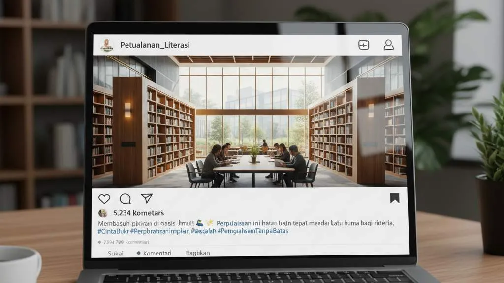Pengertian dan Makna Caption IG tentang Perpustakaan (c) Ilustrasi AI