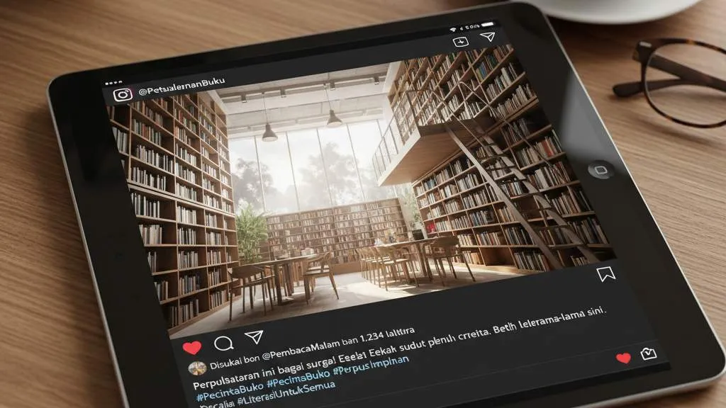 Jenis-jenis Caption IG tentang Perpustakaan yang Populer (c) Ilustrasi AI