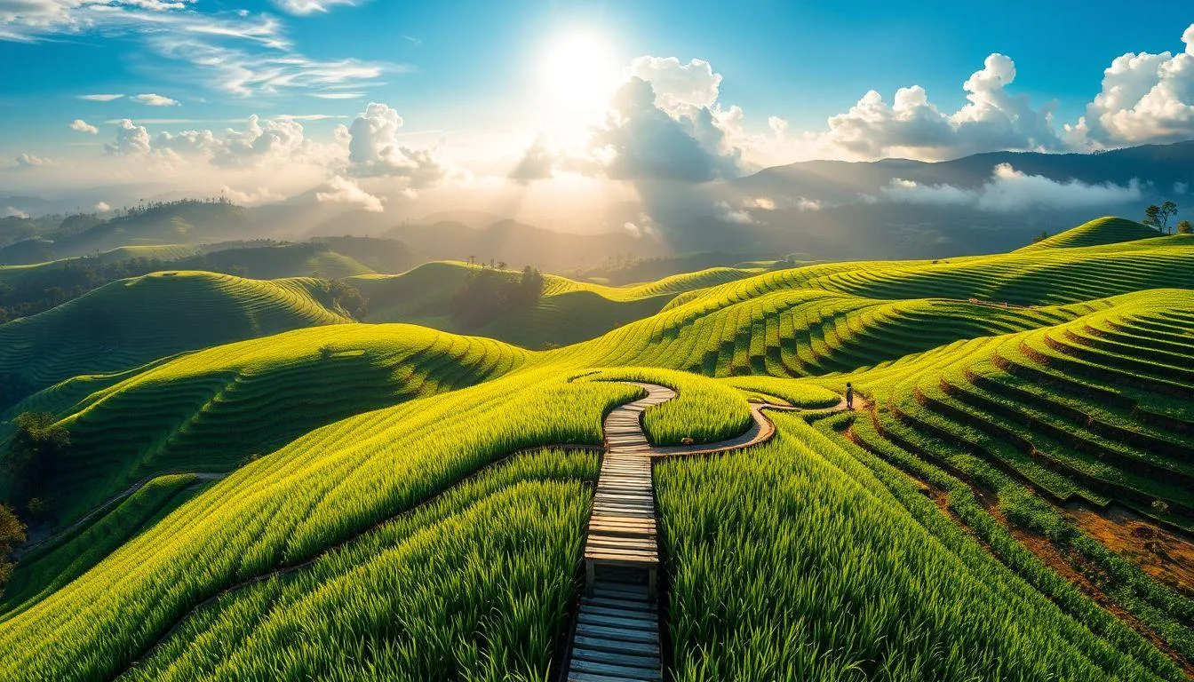 Tips Membuat Caption IG Tentang Sawah yang Menarik (c) Ilustrasi AI