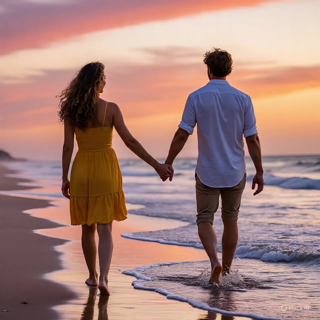 Caption Pantai Romantis untuk Pasangan (c) Ilustrasi AI