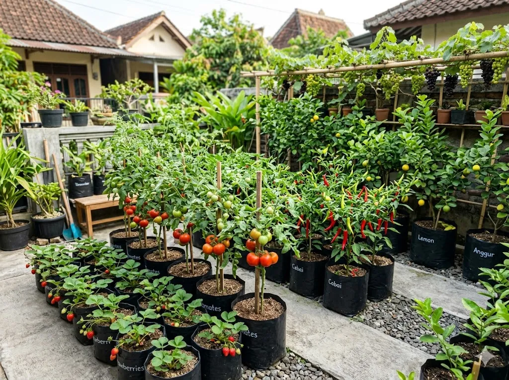 cara agar tanaman buah dalam pot tidak hanya tumbuh daun (AI generated)
