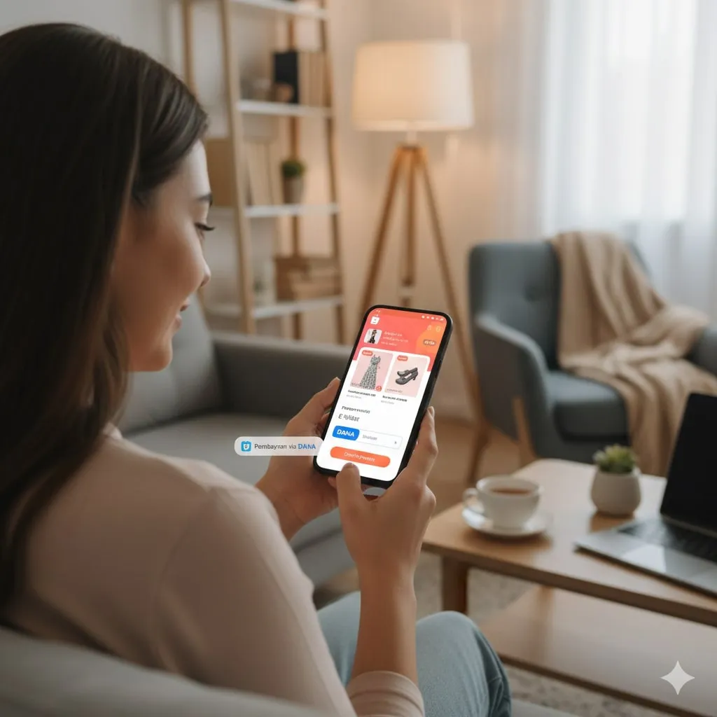 Cara Bayar Shopee Menggunakan DANA via Top Up ShopeePay (c) Ilustrasi AI