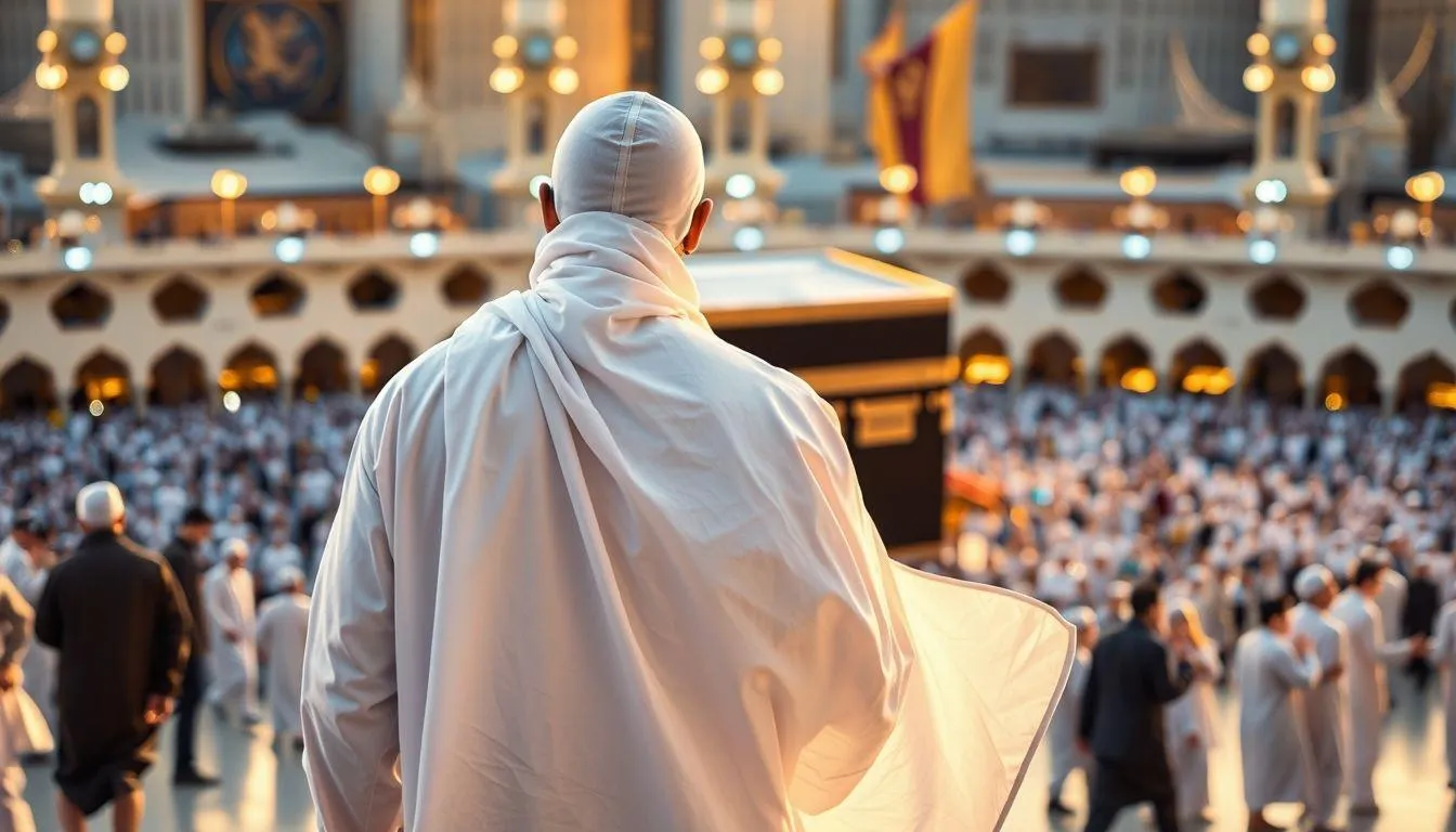 Berpakaian Saat Tawaf dengan Teknik Idhtiba (c) Ilustrasi AI