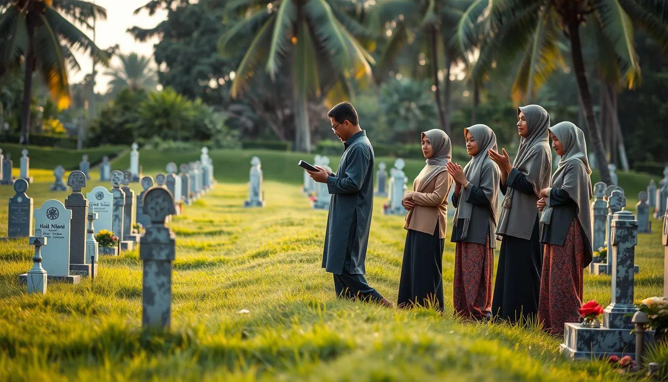 Perbedaan Ziarah Kubur Menjelang Ramadan dan Setelah Lebaran (c) Ilustrasi AI