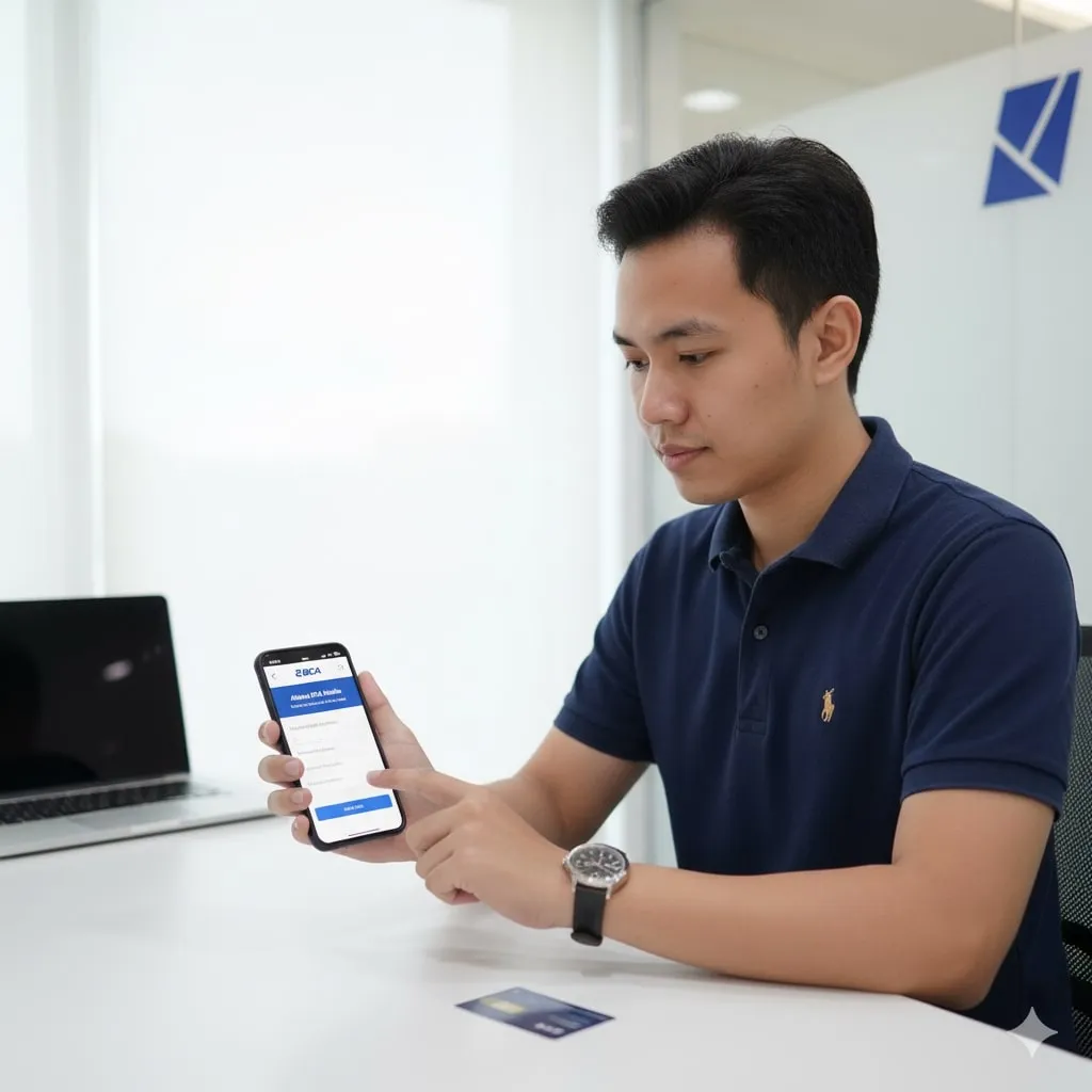 Menggunakan Aplikasi BCA Mobile (m-BCA) (c) Ilustrasi AI