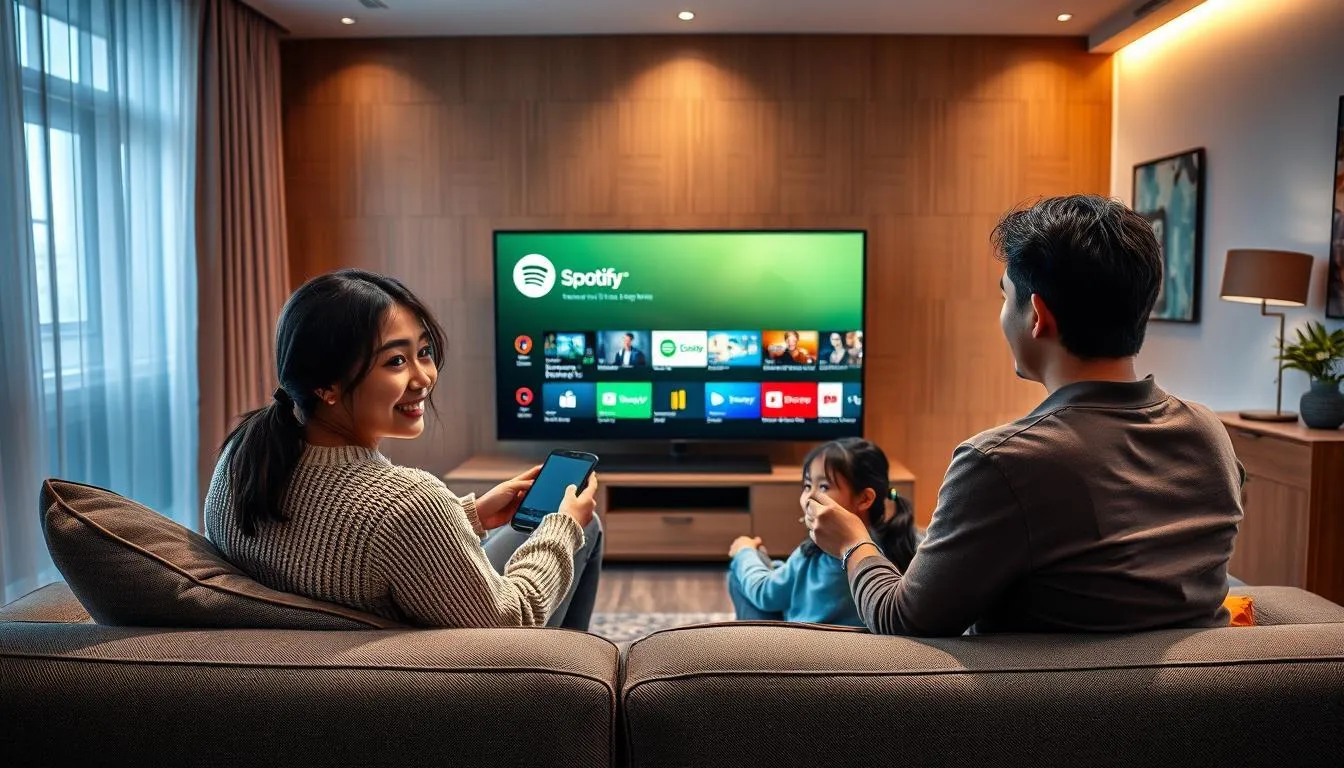 Menghubungkan Spotify ke Smart TV (c) Ilustrasi AI