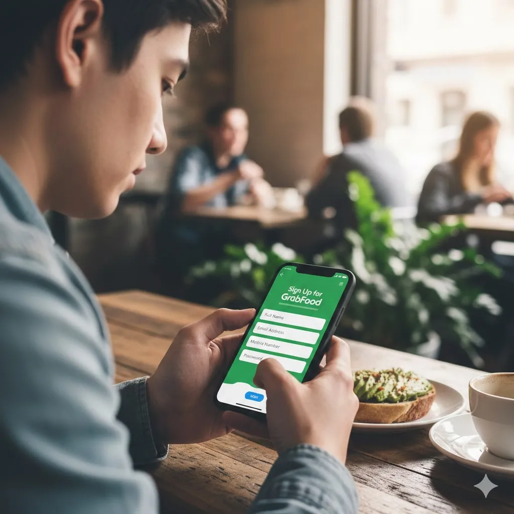 Langkah-Langkah Pendaftaran GrabFood (c) Ilustrasi AI