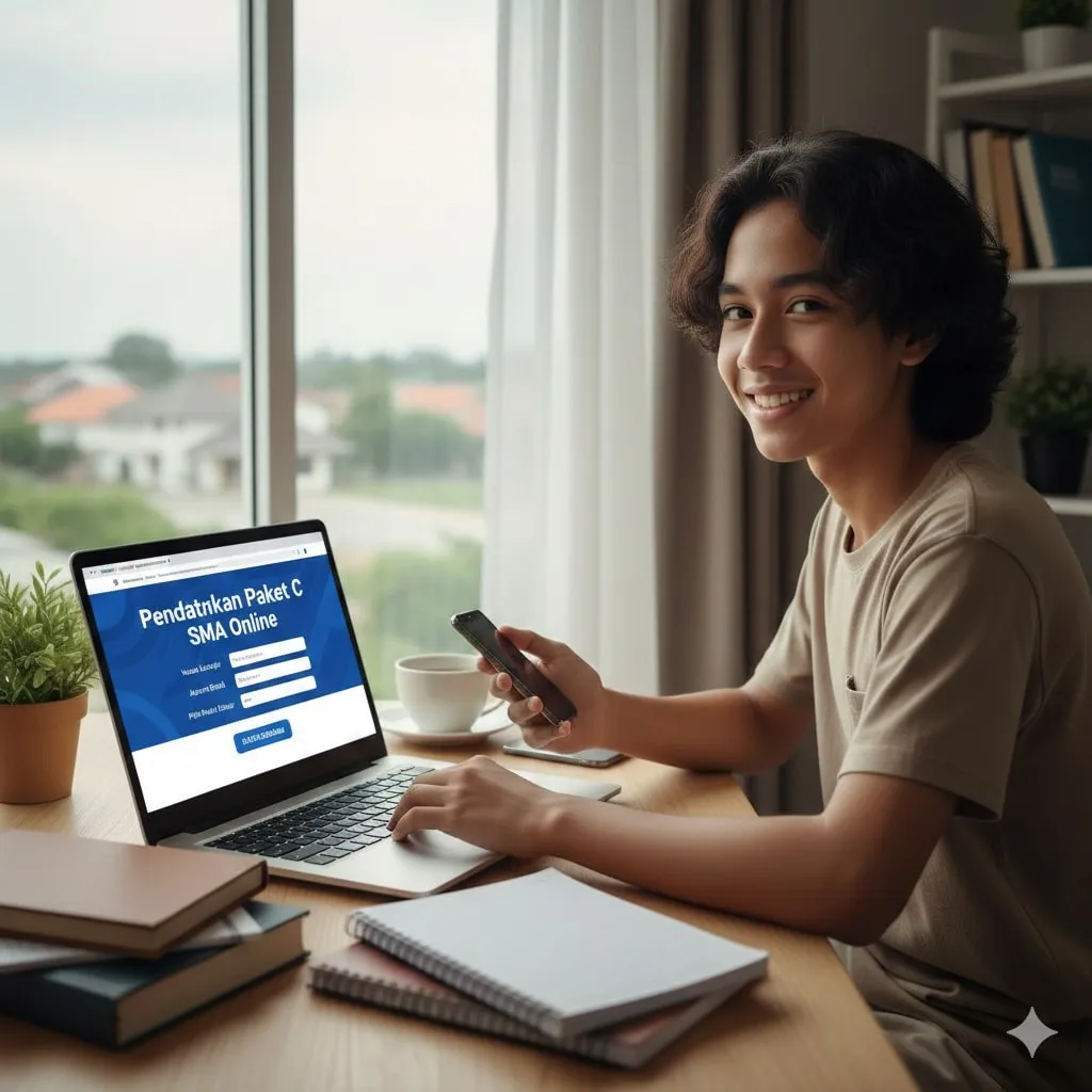 Sistem Pembelajaran dan Ujian Paket C Online (c) Ilustrasi AI