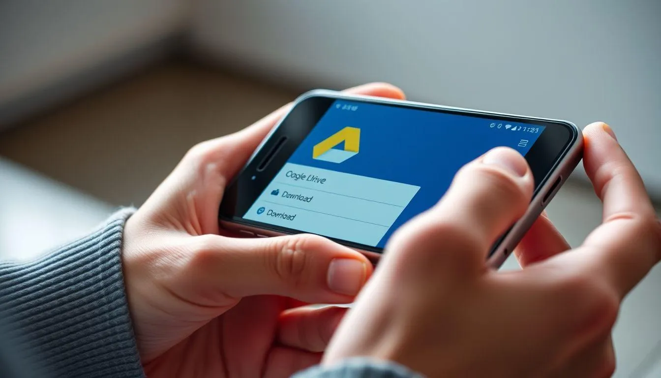 Download File Google Drive di Perangkat Mobile (c) Ilustrasi AI