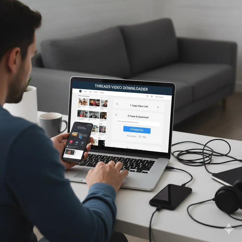 Download Video Threads Melalui Web Browser (c) Ilustrasi AI