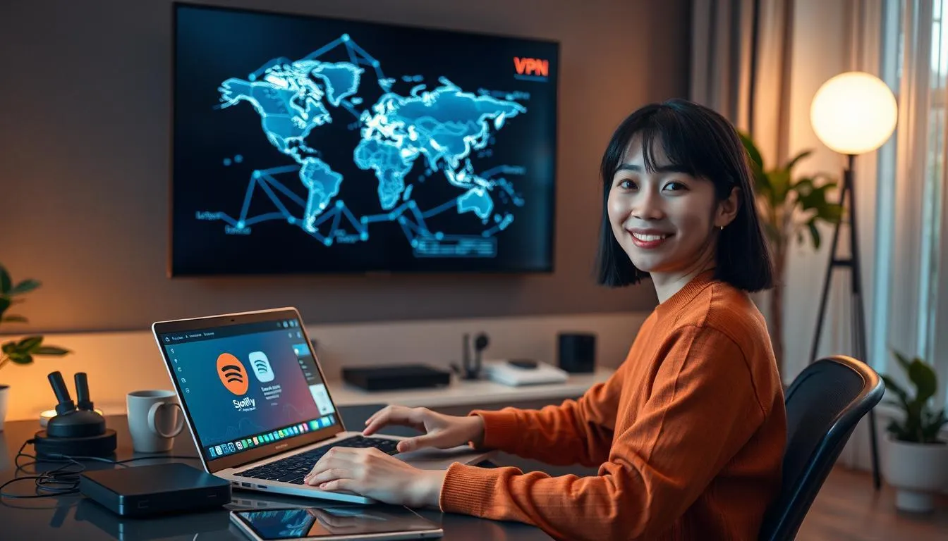 Menggunakan VPN untuk Mengubah Negara Spotify (c) Ilustrasi AI