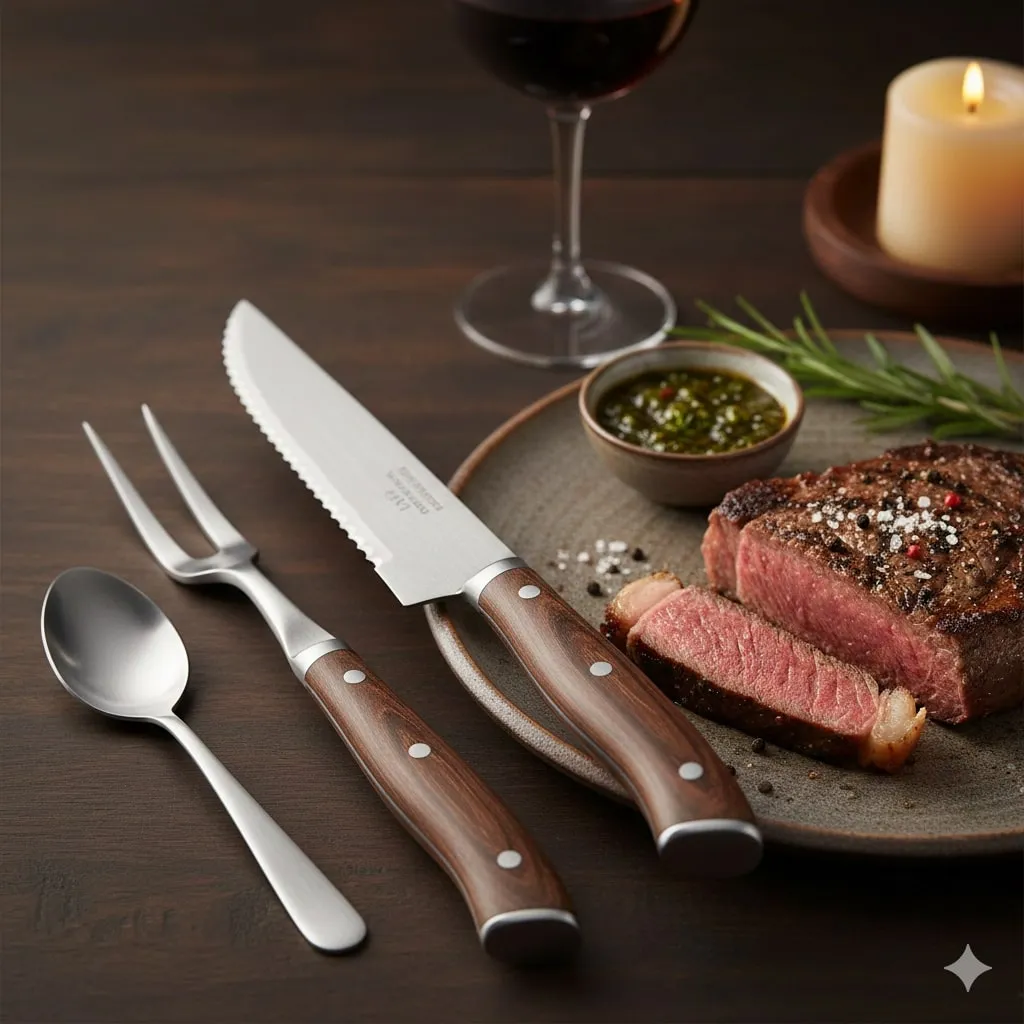 Cara Makan Steak Gaya Amerika (Zig-Zag Style) (c) Ilustrasi AI