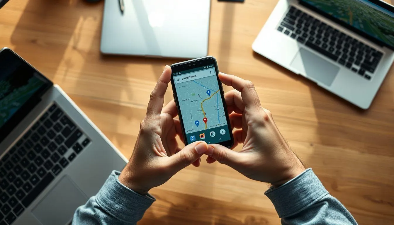 Layar ponsel buka maps (c) Ilustrasi AI