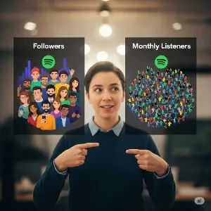 Perbedaan Followers dan Monthly Listeners (c) Ilustrasi AI