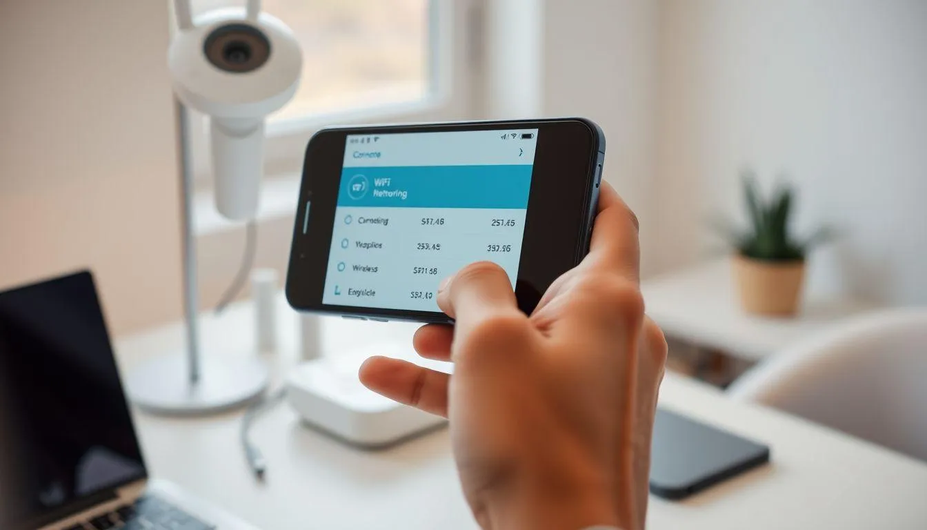 Menggunakan Aplikasi untuk Monitoring Pengguna WiFi (c) Ilustrasi AI