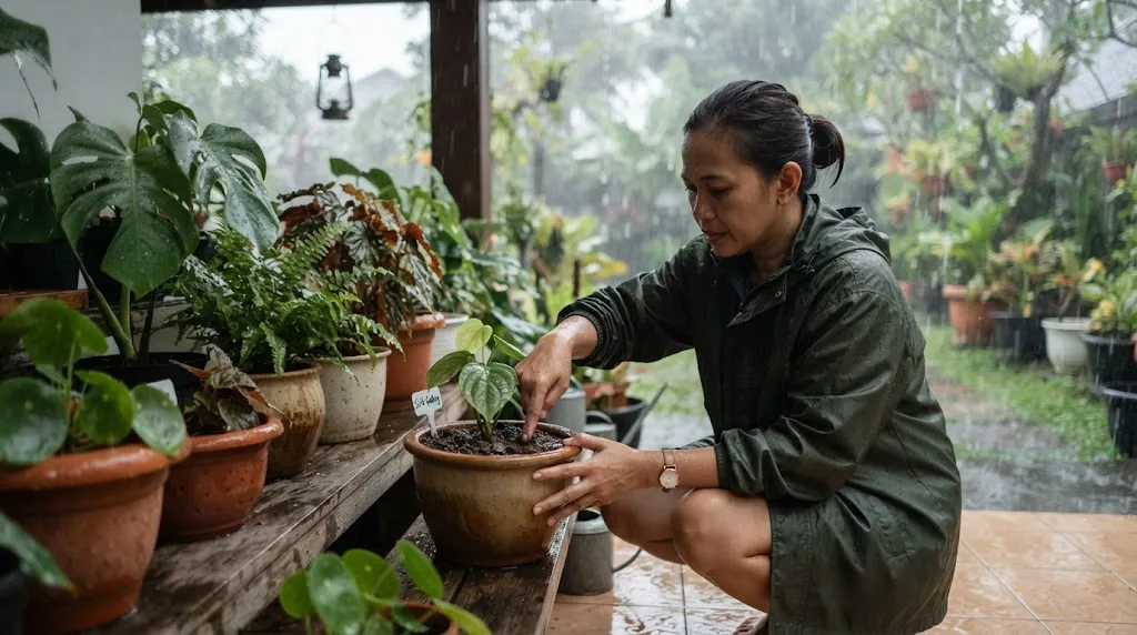 Cara Melindungi Tanaman Hias di Teras dari Angin dan Hujan (AI Generated)
