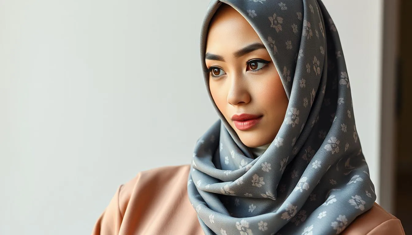 2. Cara Memadu Padankan Gamis dengan Kerudung Berdasarkan Motif (c) Ilustrasi AI