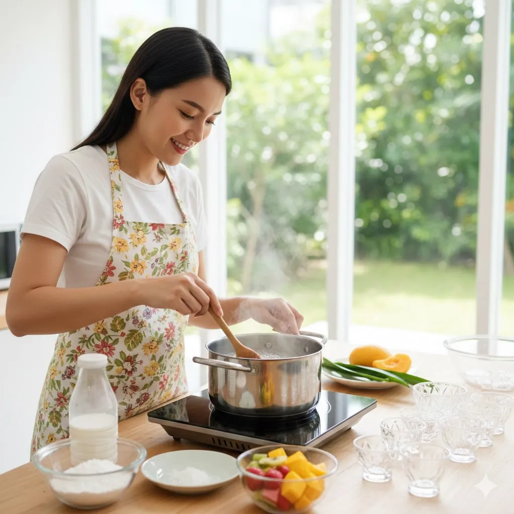 Teknik Dasar Cara Memasak Agar Agar yang Benar (c) Ilustrasi AI