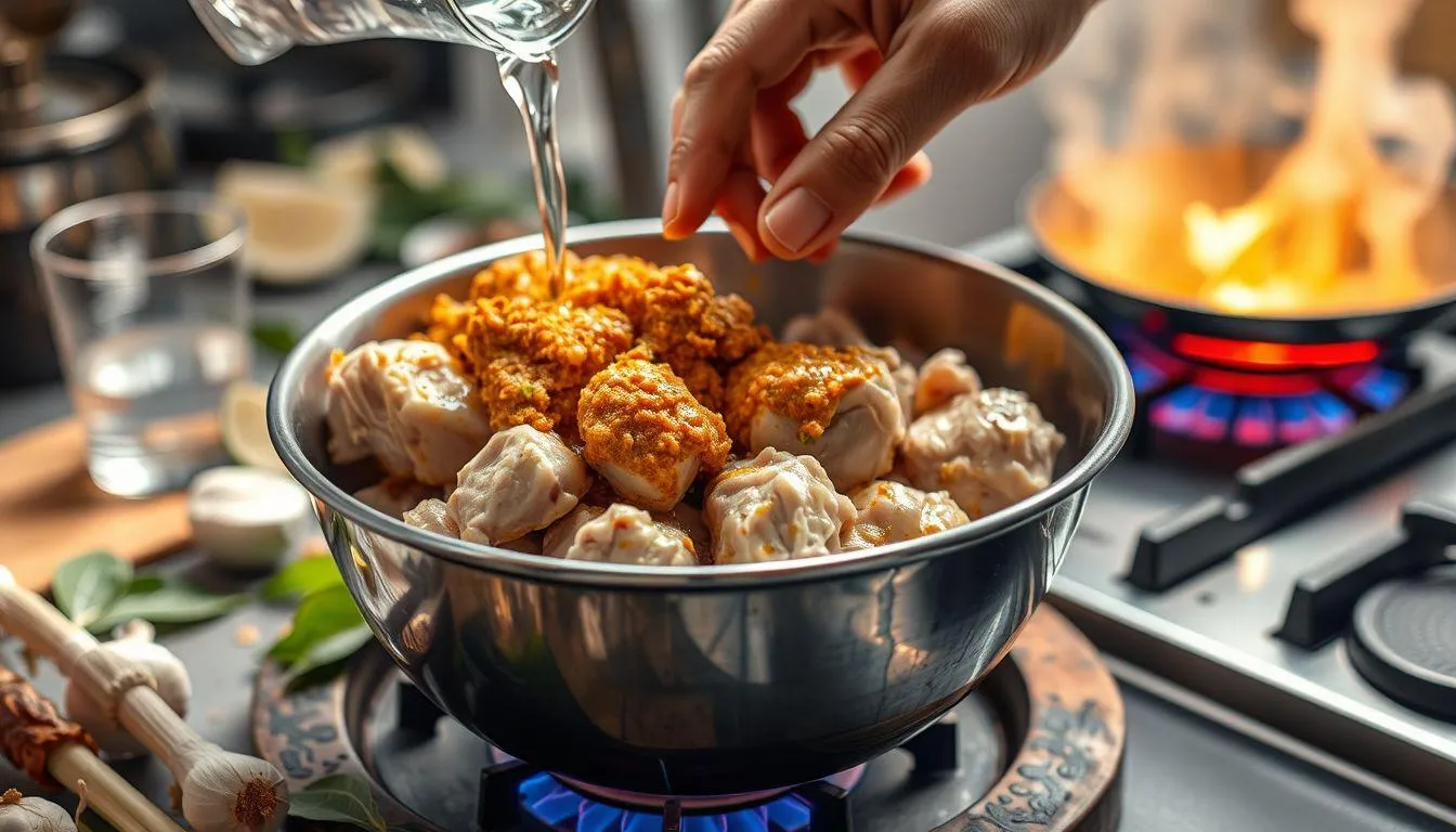 Proses Pengungkepan Ayam dengan Bumbu (c) Ilustrasi AI