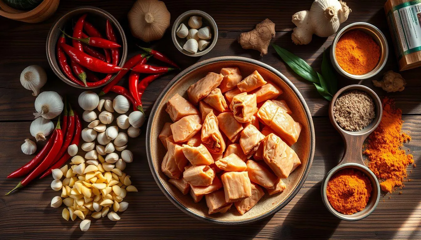 Bahan-Bahan yang Diperlukan untuk Membuat Rendang Ayam (c) Ilustrasi AI