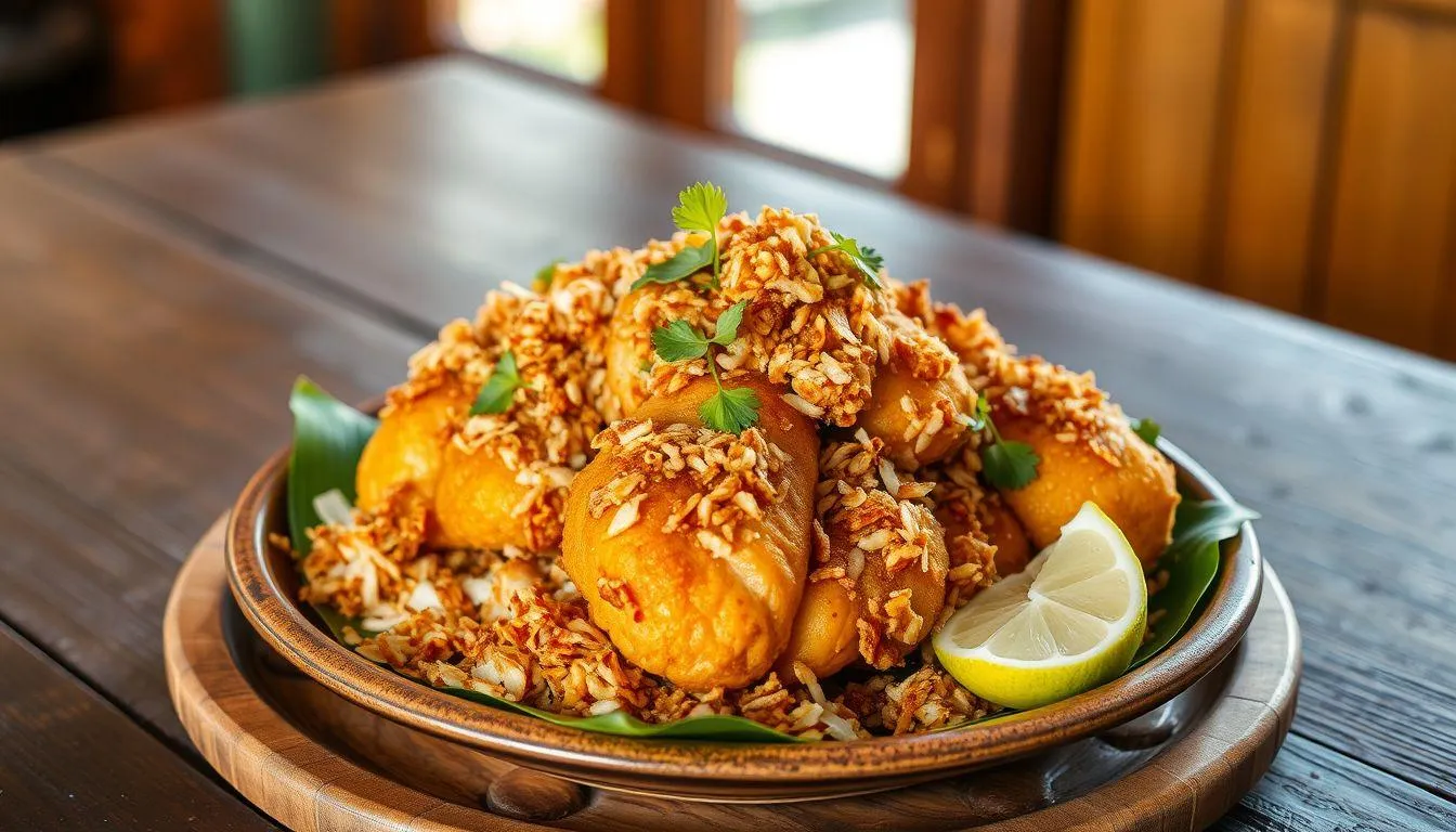 Pengertian dan Asal Usul Ayam Serundeng (c) Ilustrasi AI