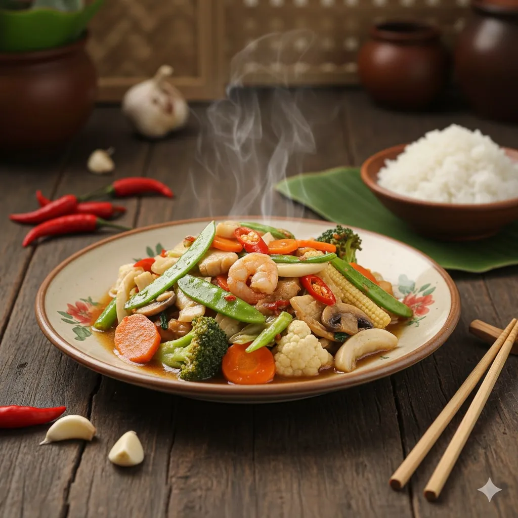 Cara Memasak Capcay Kuah Nyemek dengan Bakso dan Sayur (c) Ilustrasi AI