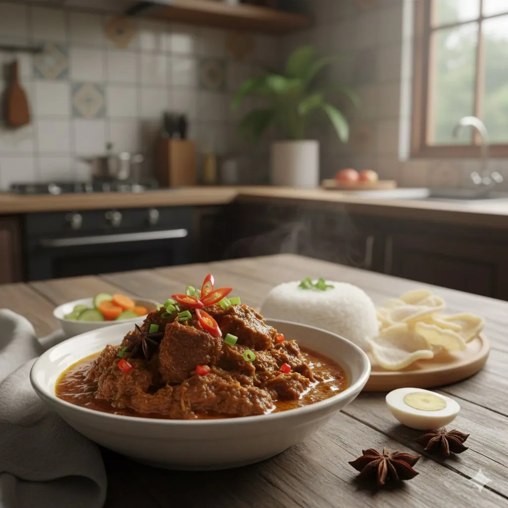 Tips Agar Daging Rendang Empuk dan Bumbu Meresap (c) Ilustrasi AI