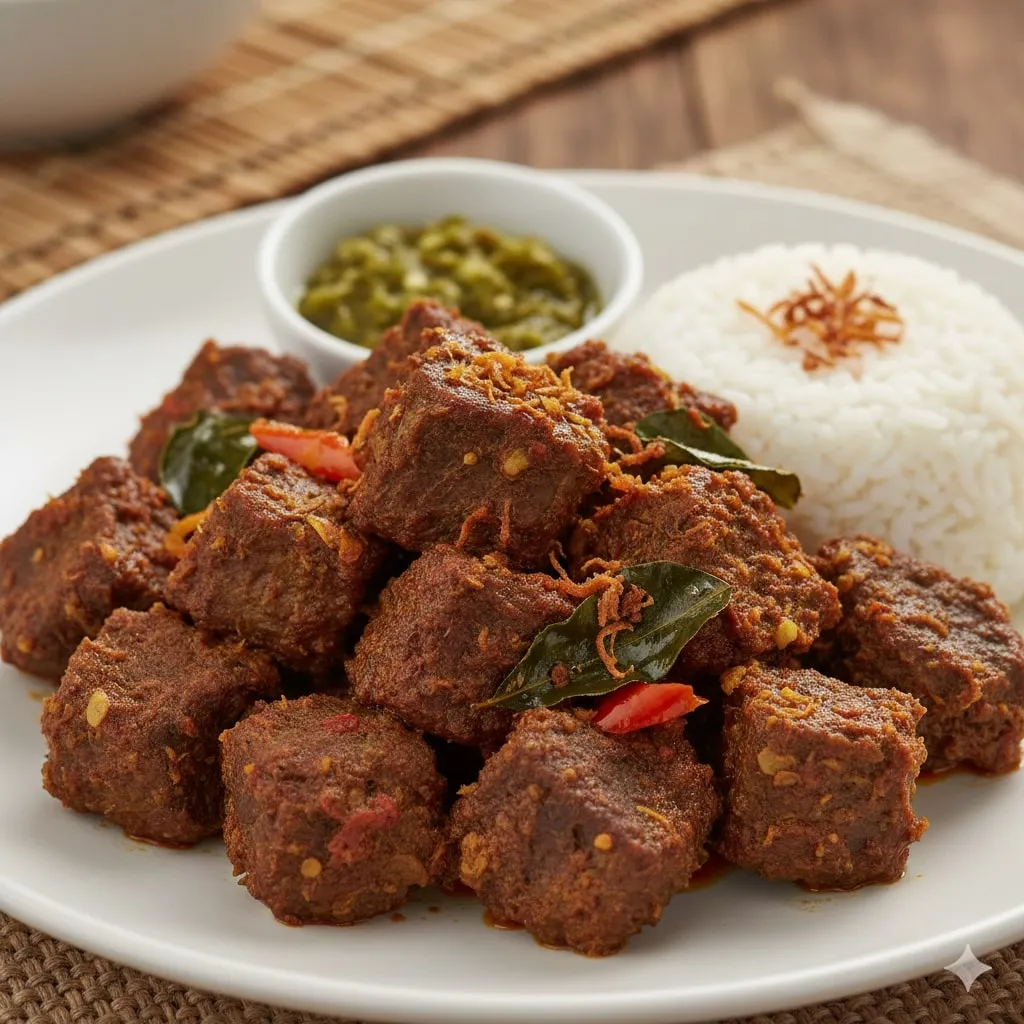 Variasi Resep Rendang dan Penyajiannya (c) Ilustrasi AI