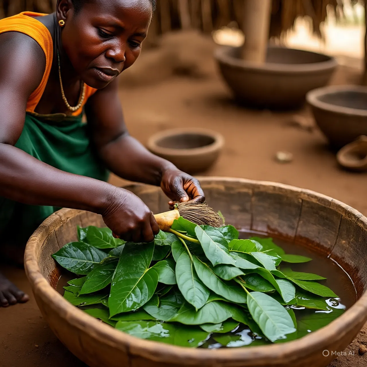 Persiapan Awal Sebelum Memasak Daun Singkong (c) Ilustrasi AI