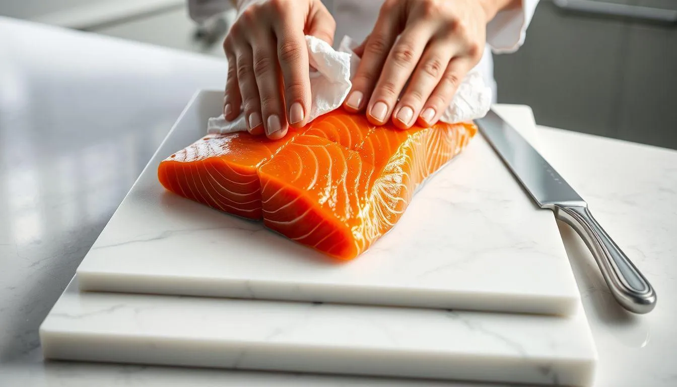 Persiapan Sebelum Memasak Ikan Salmon (c) Ilustrasi AI