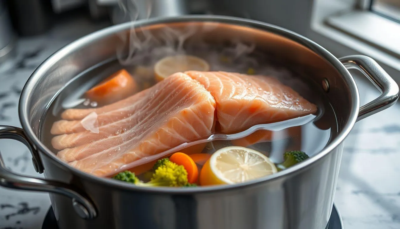 Teknik Merebus dan Mengukus Salmon (c) Ilustrasi AI