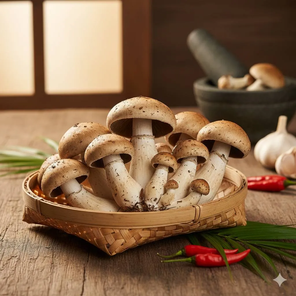 Persiapan dan Pembersihan Jamur Sawit Sebelum Dimasak (c) Ilustrasi AI