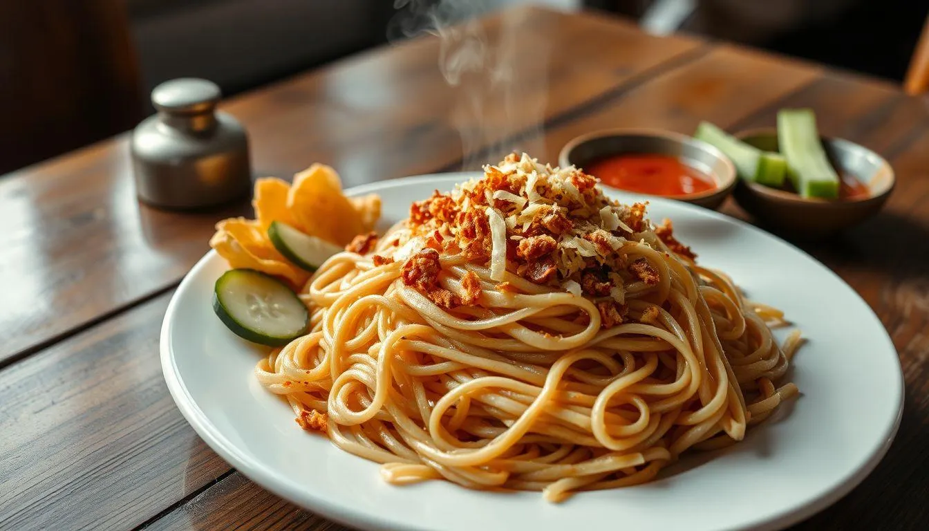 Penyajian dan Pelengkap Kwetiau Goreng (c) Ilustrasi AI