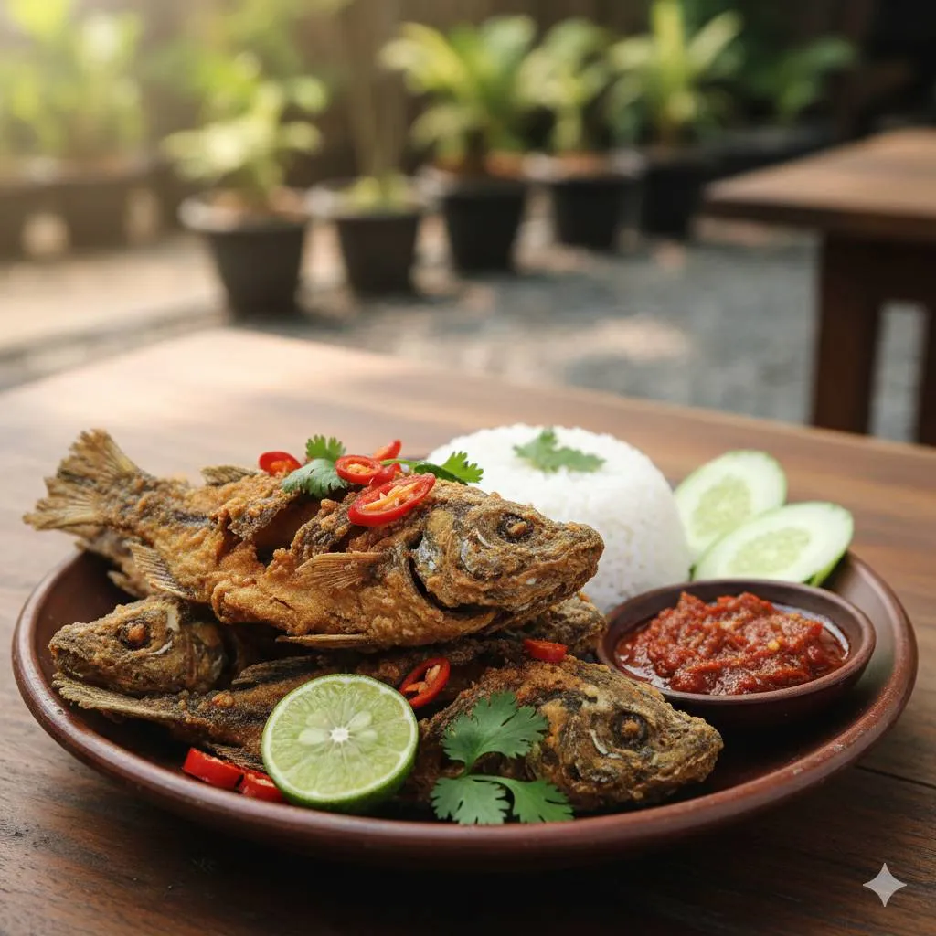 Pelengkap dan Penyajian Lele Goreng (c) Ilustrasi AI