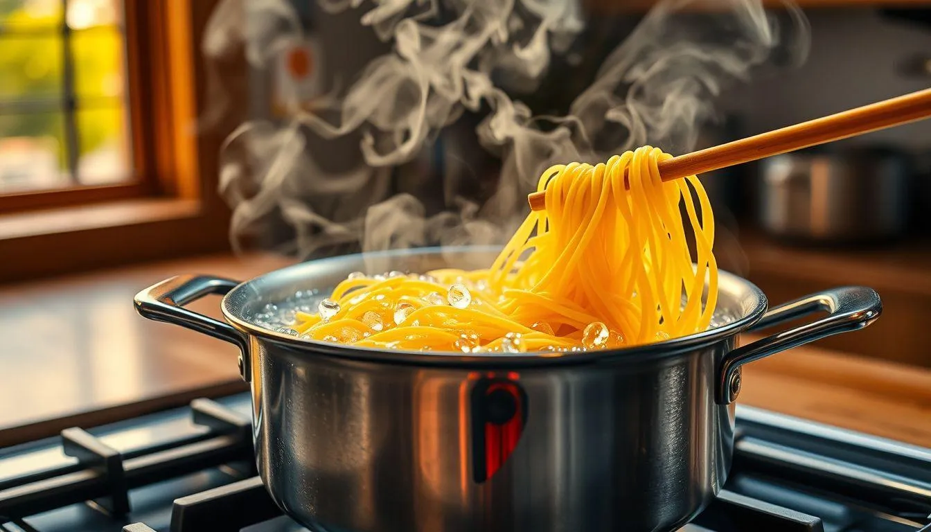 Teknik Dasar Merebus Mie Kuning (c) Ilustrasi AI