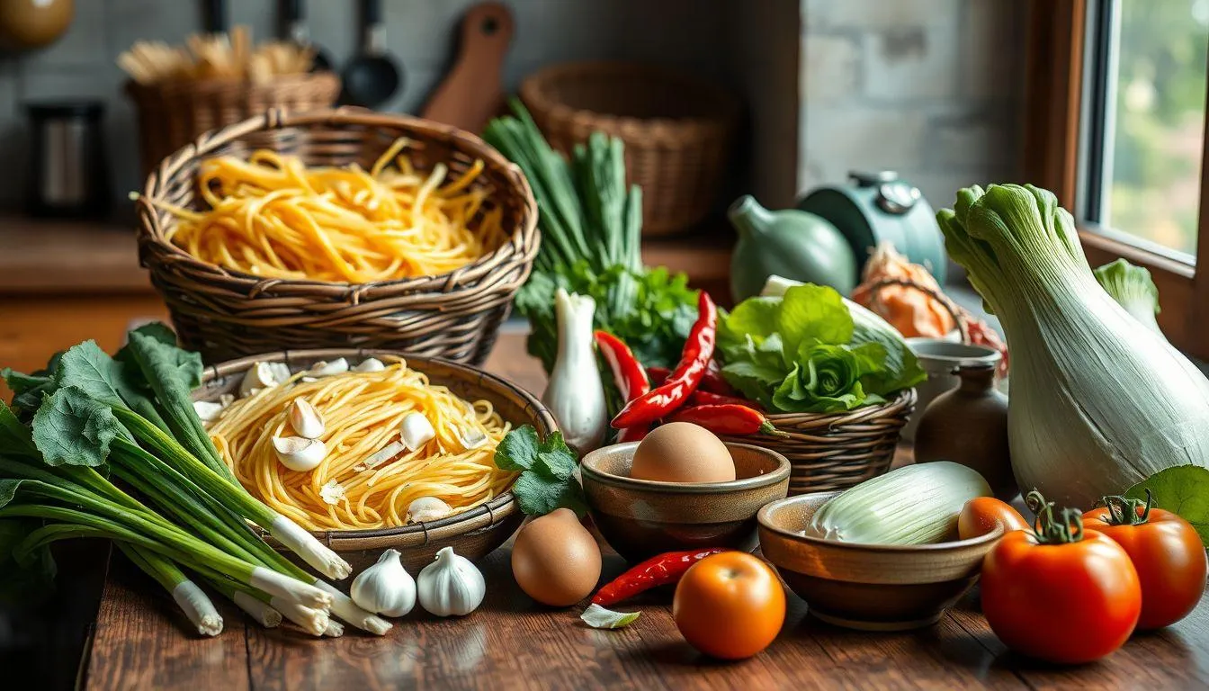 Bahan-Bahan yang Dibutuhkan untuk Memasak Mie Nyemek (c) Ilustrasi AI
