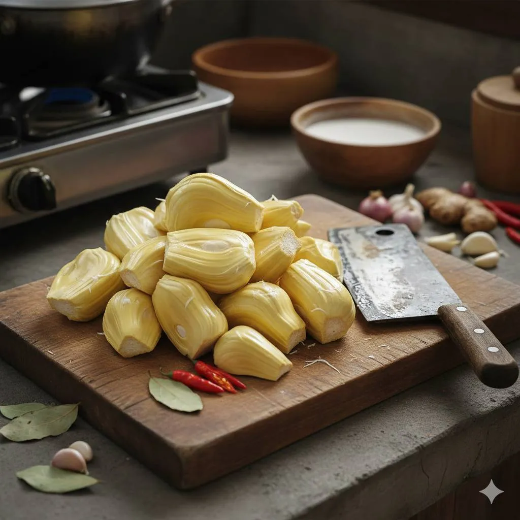 Persiapan Dasar Sebelum Memasak Nangka Muda (c) Ilustrasi AI